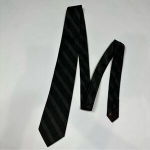 BLACK BROWN 1826 Black Striped Silk Tie